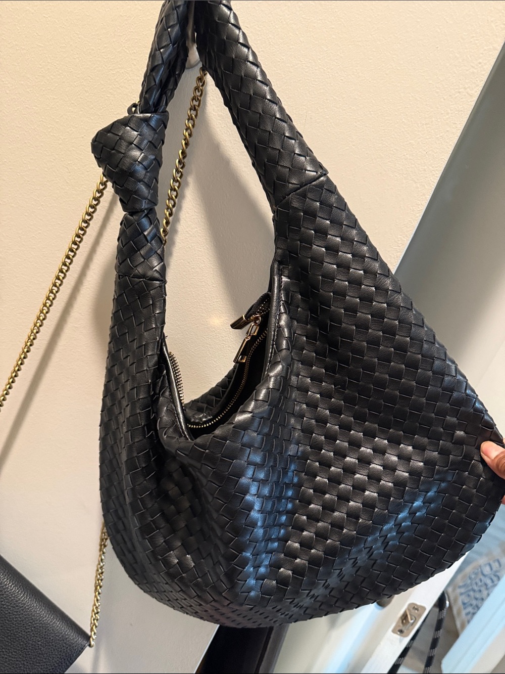 Anthropologie Black Woven Hobo Bag
